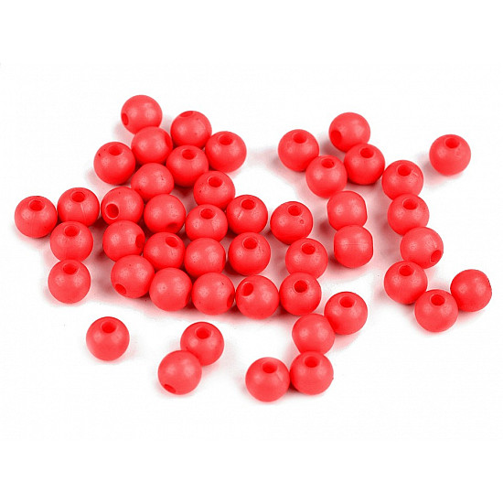 Mărgele din plastic, Ø6 mm (pachet 100 buc.) - roșu deschis