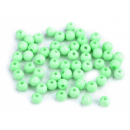 Mărgele din plastic, Ø6 mm (pachet 100 buc.) - verde pastel deschis