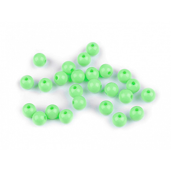 Mărgele din plastic, Ø8 mm (pachet 25 buc.) - verde pastel deschis