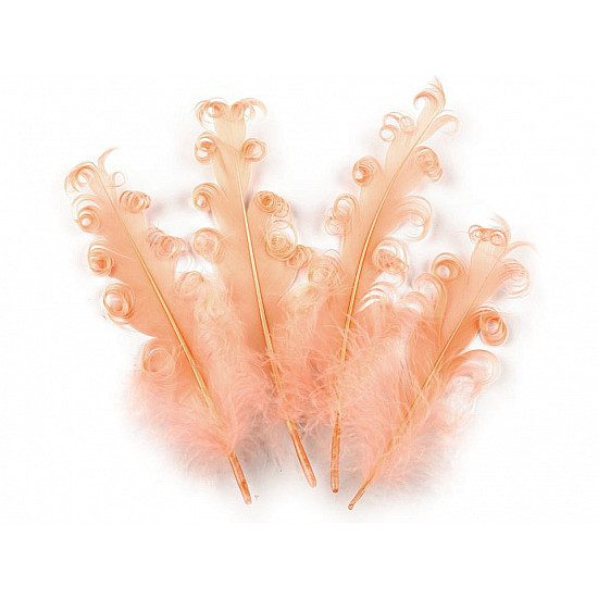 Pene crețe de găscă, lungime 12-18 cm (pachet 4 buc.) - roz somon deschis