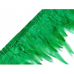 Bandă din pene de cocoș la metru, lățime 12 cm - verde irlandez