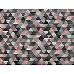 Material bumbac imprimat, triunghiuri, la metru - roz pudrat - gri