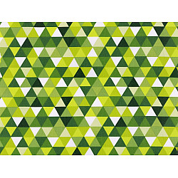 Material bumbac imprimat, triunghiuri, la metru - verde deschis