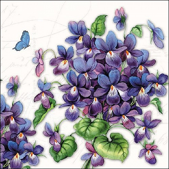 Servetele - Buchet de violete  - 33x33cm, 4 buc