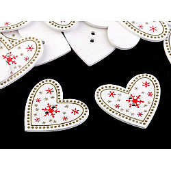 Nasturi decorativi din lemn, model inimă, alb, 10 buc.