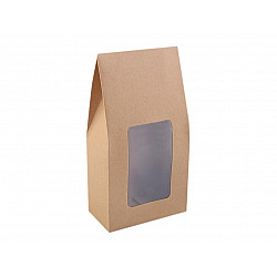 Cutie cu fereastră, din carton (pachet 10 Buc.) - maro natural