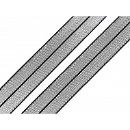Elastic bias cu lurex, lățime 20 mm (card 13.5 m) - negru - argintiu