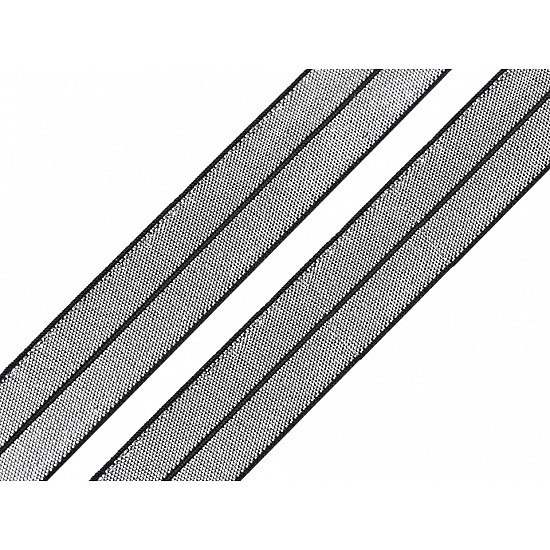 Elastic bias cu lurex, lățime 20 mm (card 13.5 m) - negru - argintiu