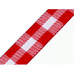 Elastic lat carouri, lățime 25 mm - roșu - alb