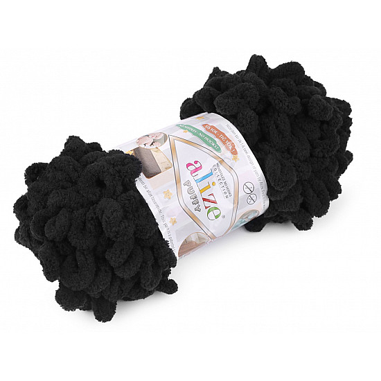 Fir de tricotat Alize Puffy, 100 g, negru