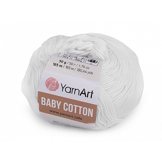 Fir de tricotat Baby Cotton, 50 g - alb