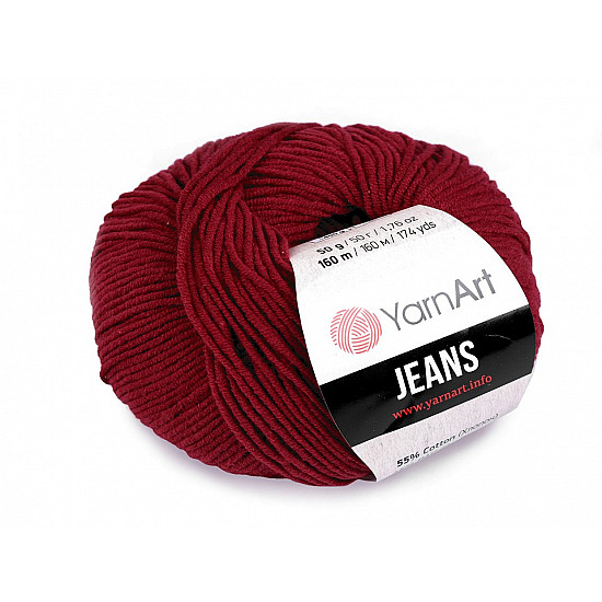 Fir de tricotat Gina / Jeans, 50 g - bordo