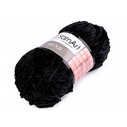 Fir de tricotat plușat Velour, 100 g, negru