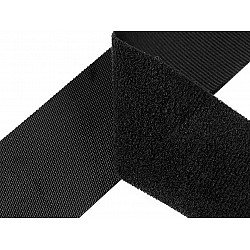 Bandă arici cu profil mic la metru, complet (puf + scai), 10 cm, negru