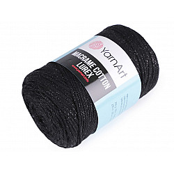 Fir de tricotat / croșetat Macrame Cotton cu lurex, 250 g - negru