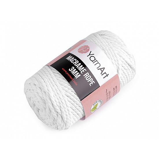 Fir de tricotat / croșetat Macrame Rope, 3 mm, 250 g - alb