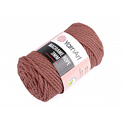 Fir de tricotat / croșetat Macrame Rope, 3 mm, 250 g - roz vintage