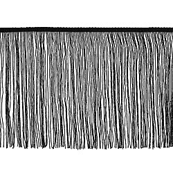 Fringe trim with lurex, width 25 cm - Black (1 Meter)
