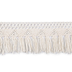 Cotton tassels / fringes, lace width 70 mm - Ecru light (1 Meter)