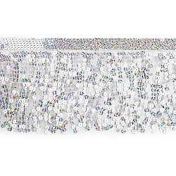 Fringes with holographic sequins, width 15 cm - Silver (1 Meter)