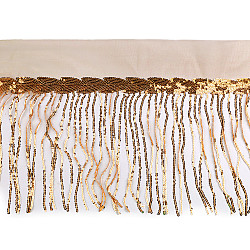 Monofilament trimming braid with sequin fringes, width 20 cm - Gold (1 Meter)