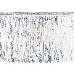 Fringe with holographic sequins, width 30 cm - Silver (1 Meter)
