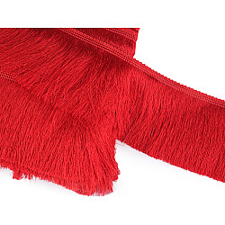Fringe, shiny and dense, width 90 mm - Red (1 Meter)