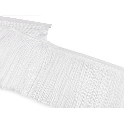 Fringe, shiny, width 18 cm - White (9 Meters)