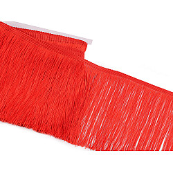 Fringe, shiny, width 18 cm - Red (9 Meters)