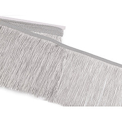 Fringe, shiny, width 18 cm - Silver (9 Meters)