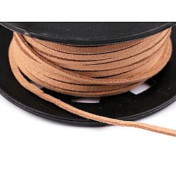 Flat imitation leather cord / string, width 3 mm - Light brown (30 Meters)