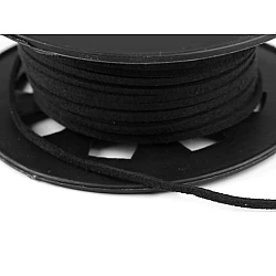 Flat imitation leather cord / string, width 3 mm - Black (30 Meters)