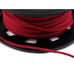 Flat imitation leather cord / string, width 3 mm - Red (30 Meters)