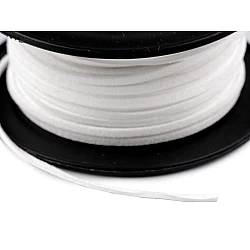 Flat imitation leather cord / string, width 3 mm - White (30 Meters)