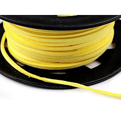 Flat imitation leather cord / string, width 3 mm - Yellow (30 Meters)