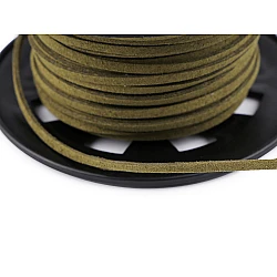 Flat imitation leather cord / string, width 3 mm - Khaki (30 Meters)