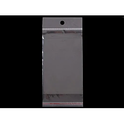 Clear plastic self-adhesive seal bags w/ hang hole 10x22 cm - Transparent (100 Pieces)