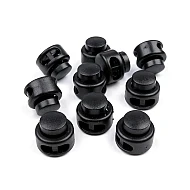 Round 2-hole cord lock stopper toggles 13x15 mm - Black (10 Pieces)