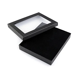 Jewellery paper box with transparent lid 16x19 cm padded - Black (1 Piece)