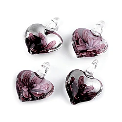 Glass pendant heart 21x21 mm - Violet (1 Piece)