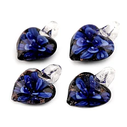 Glass pendant heart 21x21 mm - Navy blue (1 Piece)