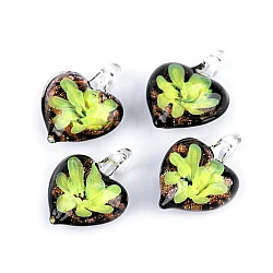 Glass pendant heart 21x21 mm - Yellow (1 Piece)