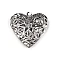 Filigree locket heart 26x26 mm - Platinum (1 Piece)