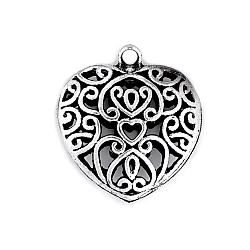 Charm pendant heart 30x30 mm - Platinum (1 Piece)