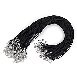 Imitation leather necklace cord with clasp 0.3x45 cm - Black (10 Pieces)