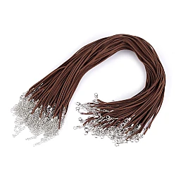 Imitation leather necklace cord with clasp 0.3x45 cm - Darkbrown (10 Pieces)