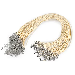 Braided necklace cord with  lobster clasp length 45 cm - Cream (10 Pieces)