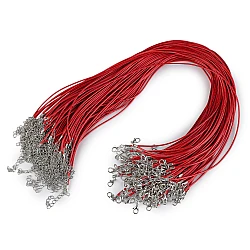 Braided necklace cord with  lobster clasp length 45 cm - Red strawberry (10 Pieces)