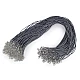 Braided necklace cord with  lobster clasp length 45 cm - Lightgrey (10 Pieces)