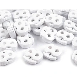 Large 2-hole cord lock stopper toggles 20x20 mm - White (10 Pieces)
